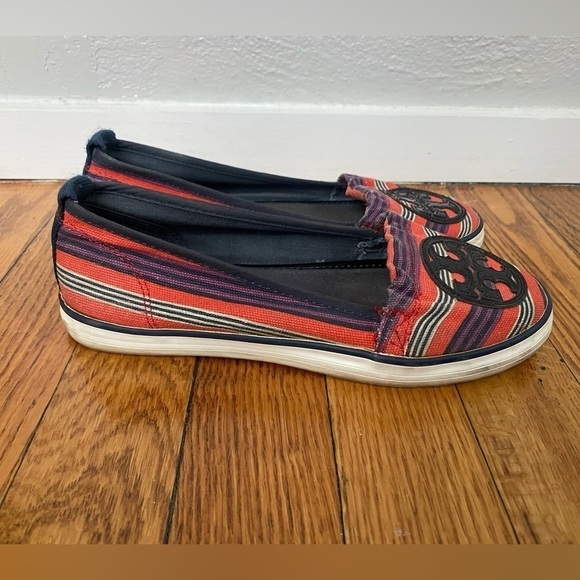Tory Burch Striped Canvas Slip On Flats Size 5 - Picture 4 of 7